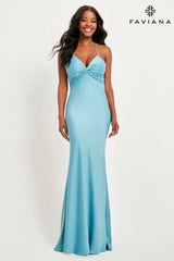 Matte Satin V-Neck Dress With Knot Details | 11066