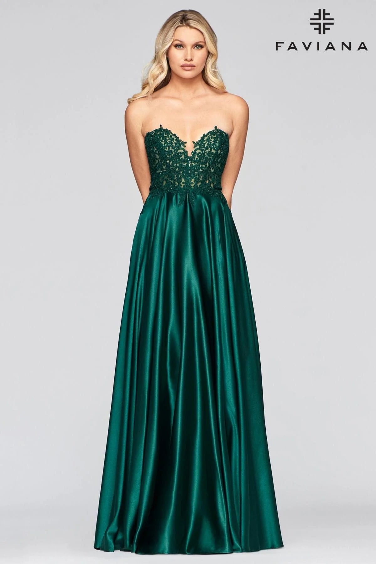 Strapless Ballgown Sweetheart Prom Dress With Lace And Charmeuse