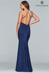 V Neck Prom Dress With Criss Cross Back Straps