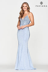 Peri Sweetheart Neckline Long Dress With Rhinestone Beading And Corset Back