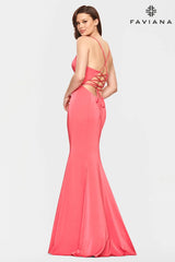 Sweetheart Neckline Long Dress With Fit And Flare Skirt And Corset Back