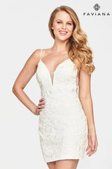 White Bodycon Lace Short Dress With Sheer Sides | S10710