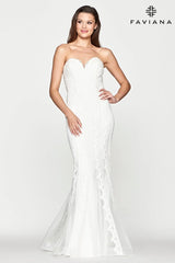 Strapless Sweetheart Neckline Lace Long Dress