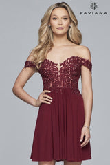 Off The Shoulder Short Dress WIth Lace Bodice