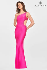 Tight One Shoulder Long Dress With Beaded Detail And Side Cut Out