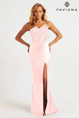 Light Pink Sleek Satin Dress With Sequin Appliqué Bodice And Unique Lace-Up Open Back | 11200