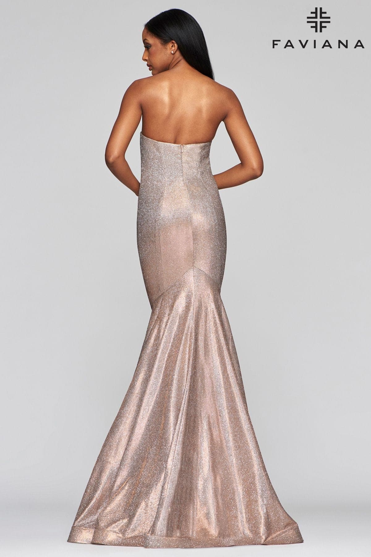 Metallic Sparkly Mermaid Long Dress With Strapless Sweetheart Neckline