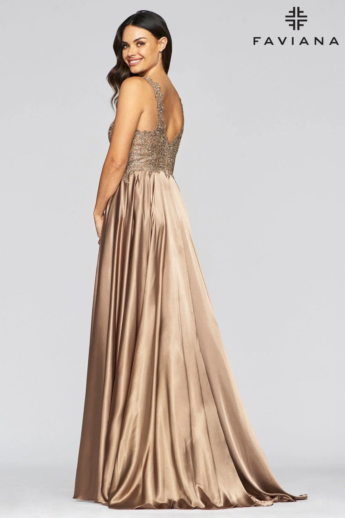 Deep V Neck Prom Dress With Flowy Skirt