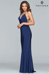 V Neck Prom Dress With Criss Cross Back Straps