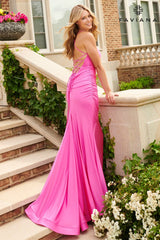 Pink Ruched Maxi Dress With Lace-Up Back | 11012