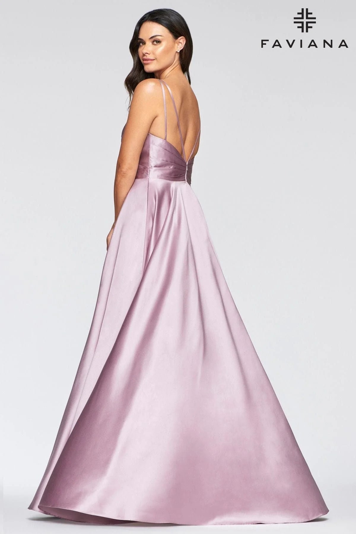 Satin V Neck Prom Dress Ball Gown