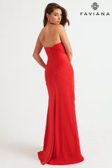 Long Evening Dress With Sweetheart Neckline and Pleating Detail | 11268