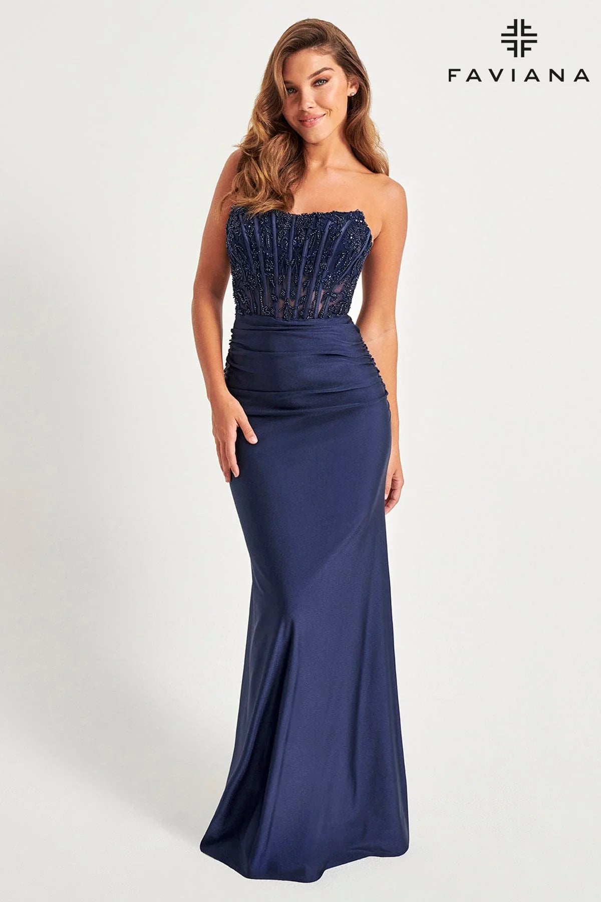 Exposed Boning Strapless Corset Dress With Embroidered Appliqué | 11081