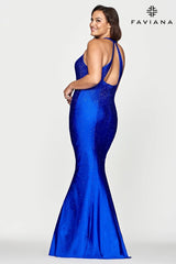 Plus Size Halter Neck Prom Dress Long With Beading