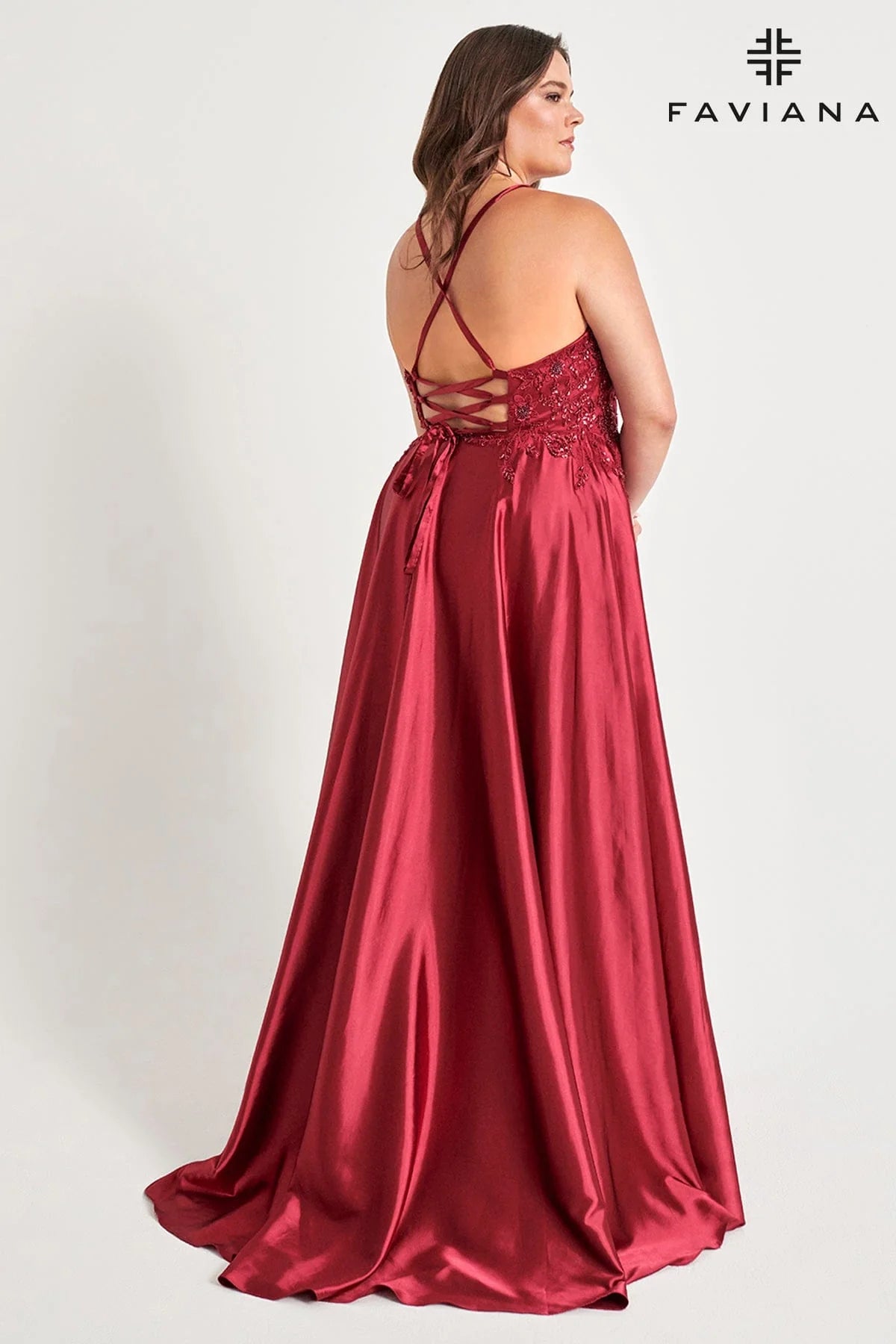 Plus Size V Neck Prom Dress With Flowy Skirt And Beaded Bodice | 9533