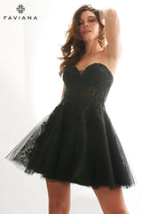 Tulle & Lace Short Corset Dress With A-Line Skirt | 11120