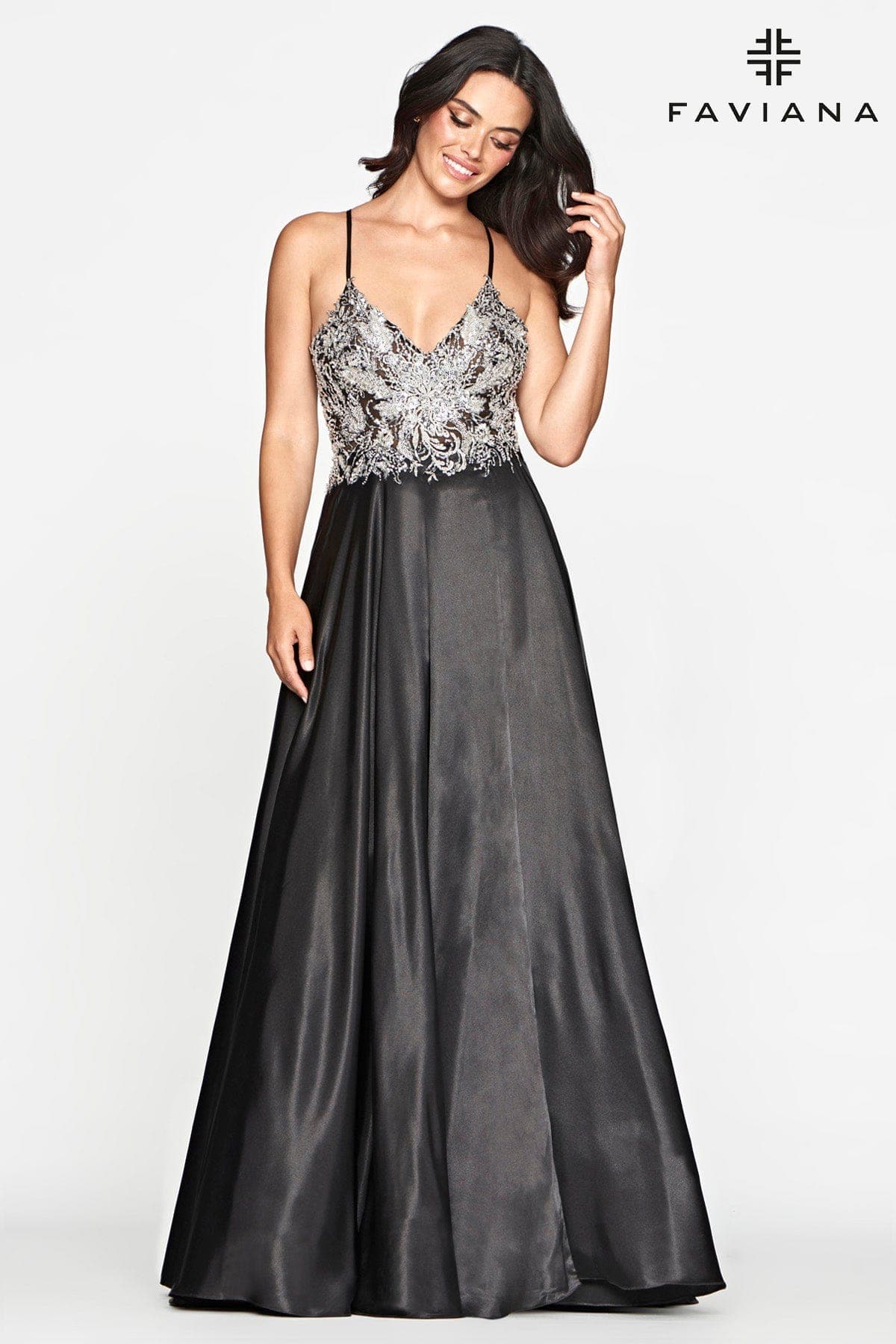 Silky Charmeuse Flowy V Neckline Prom Dress