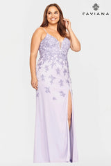 Peri Plus Size Tulle Prom Dress Long With Lace | 9539