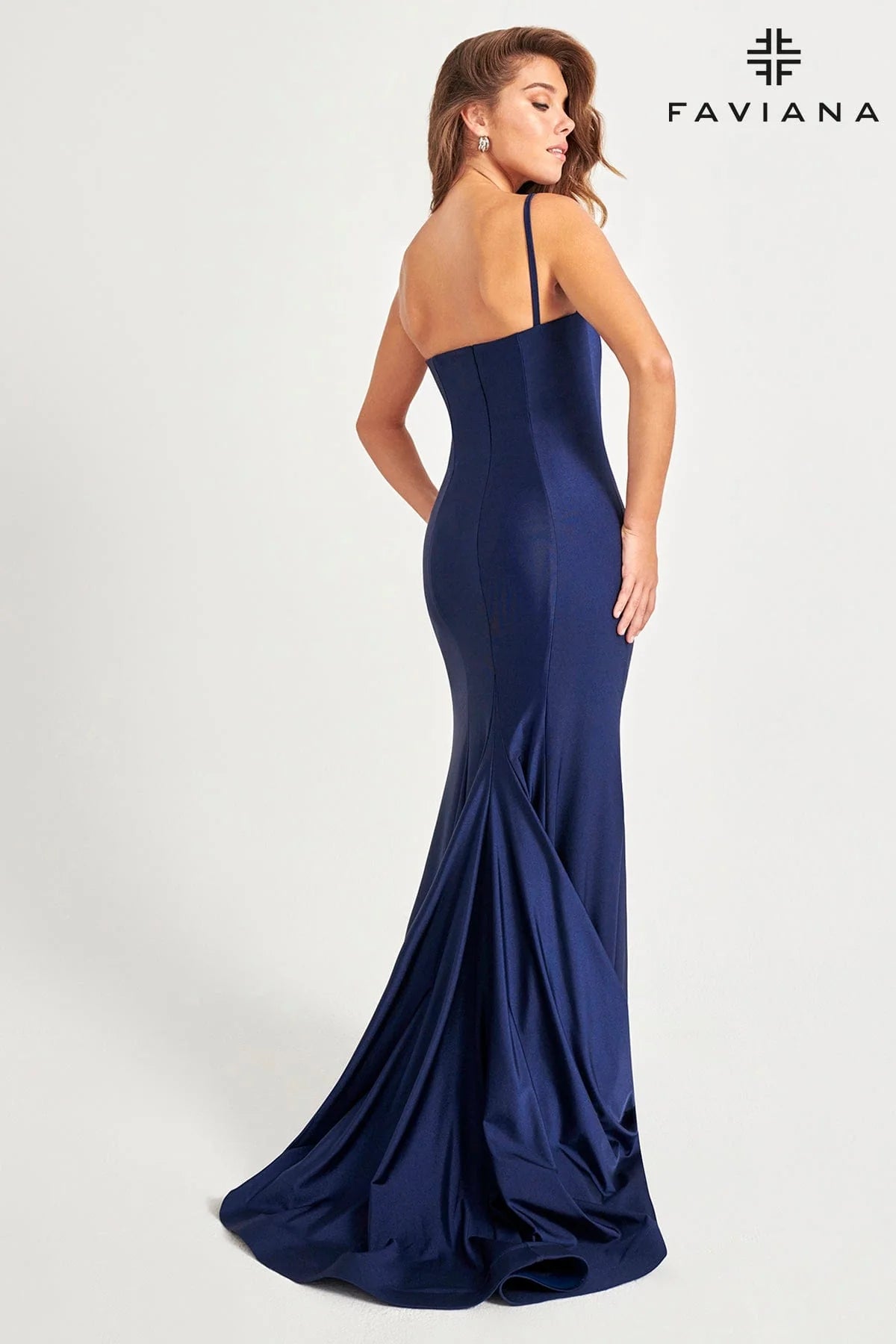 One Shoulder Gown With Gathered Side Ruching in Extended Sizing | 11071E