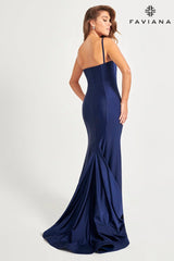 One Shoulder Gown With Gathered Side Ruching in Extended Sizing | 11071E