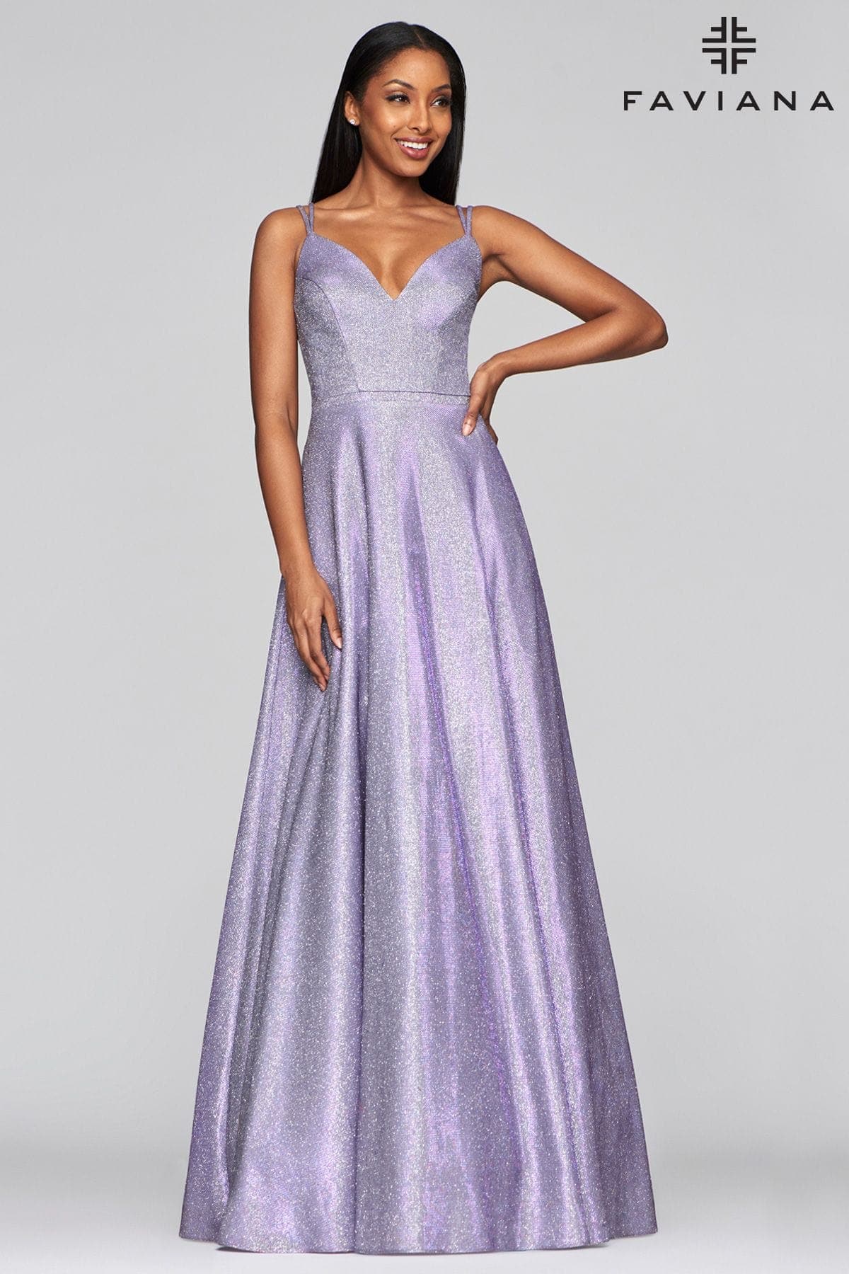 Long Jersey Dress With Metallic Fabric