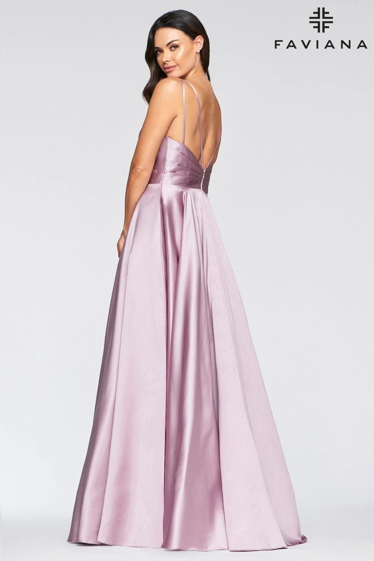 Satin V Neck Prom Dress Ball Gown