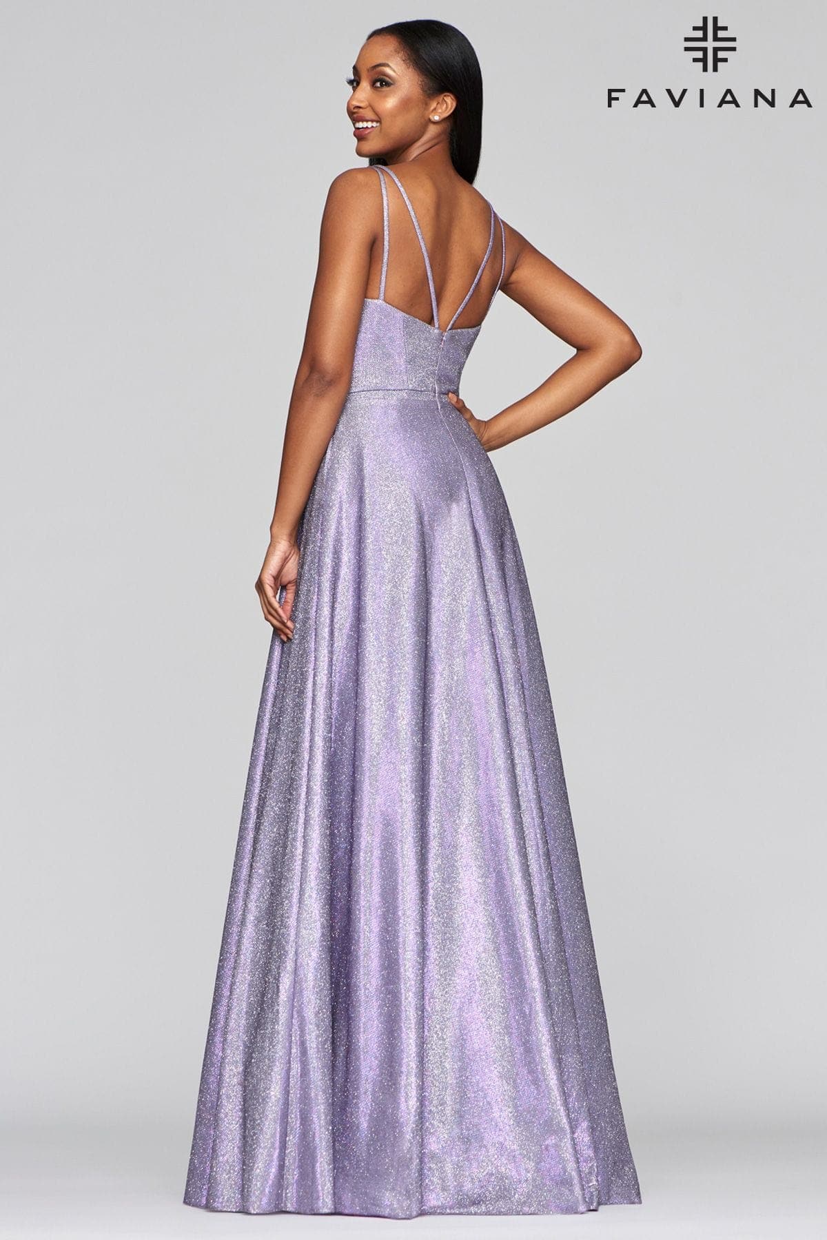 Long Jersey Dress With Metallic Fabric