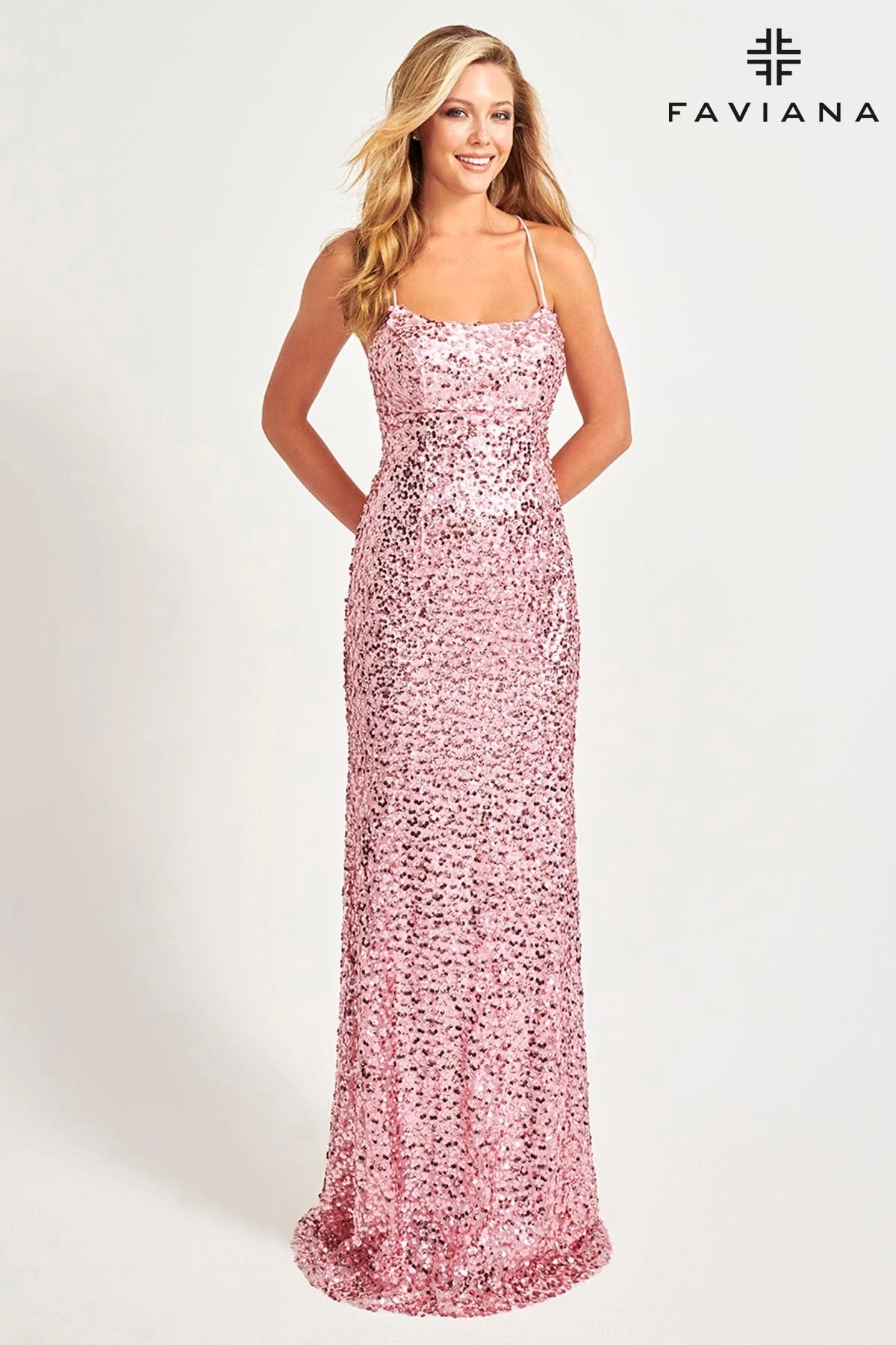 Flower Sequin Fabric Scoop Neck Long Dress | 11033