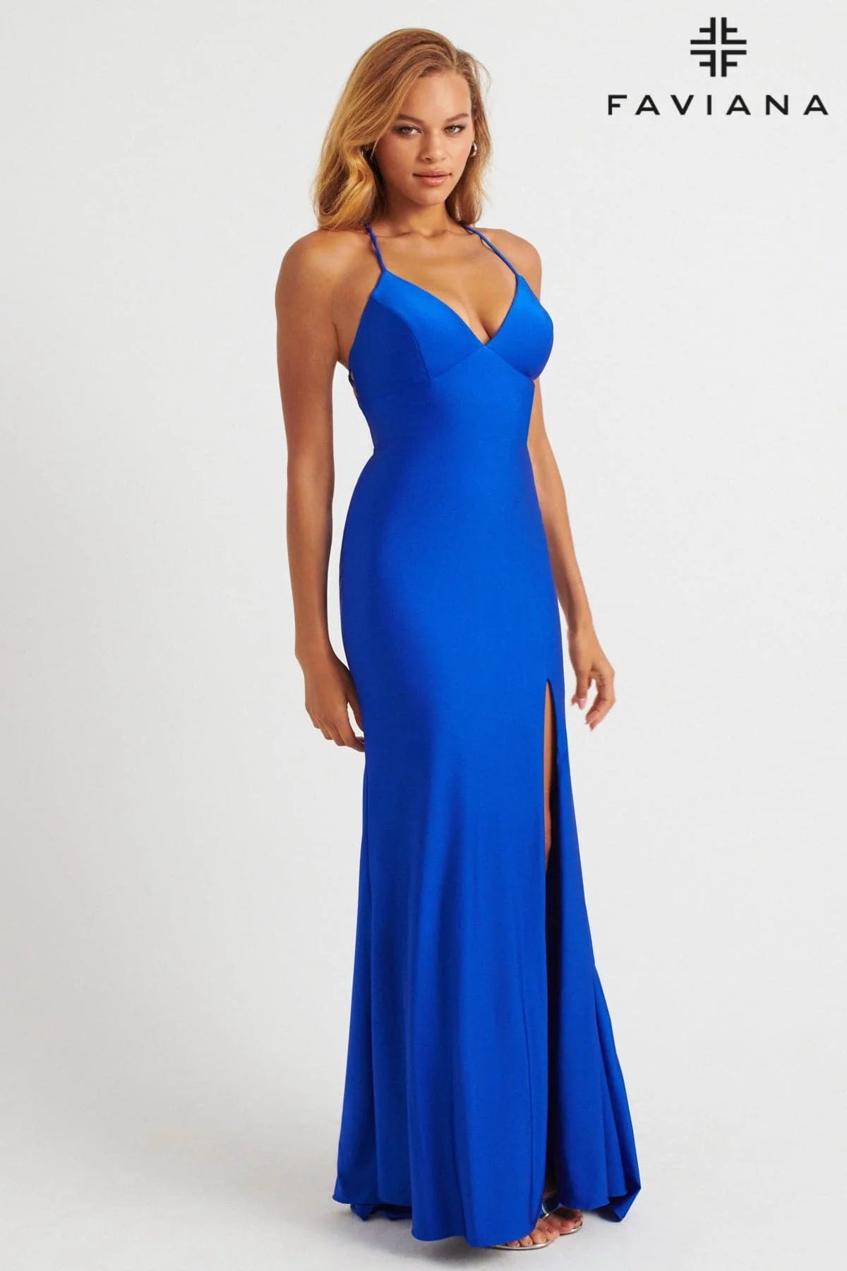 V Neckline Prom Dress With Stretch Fabric And Corset Back | S10826