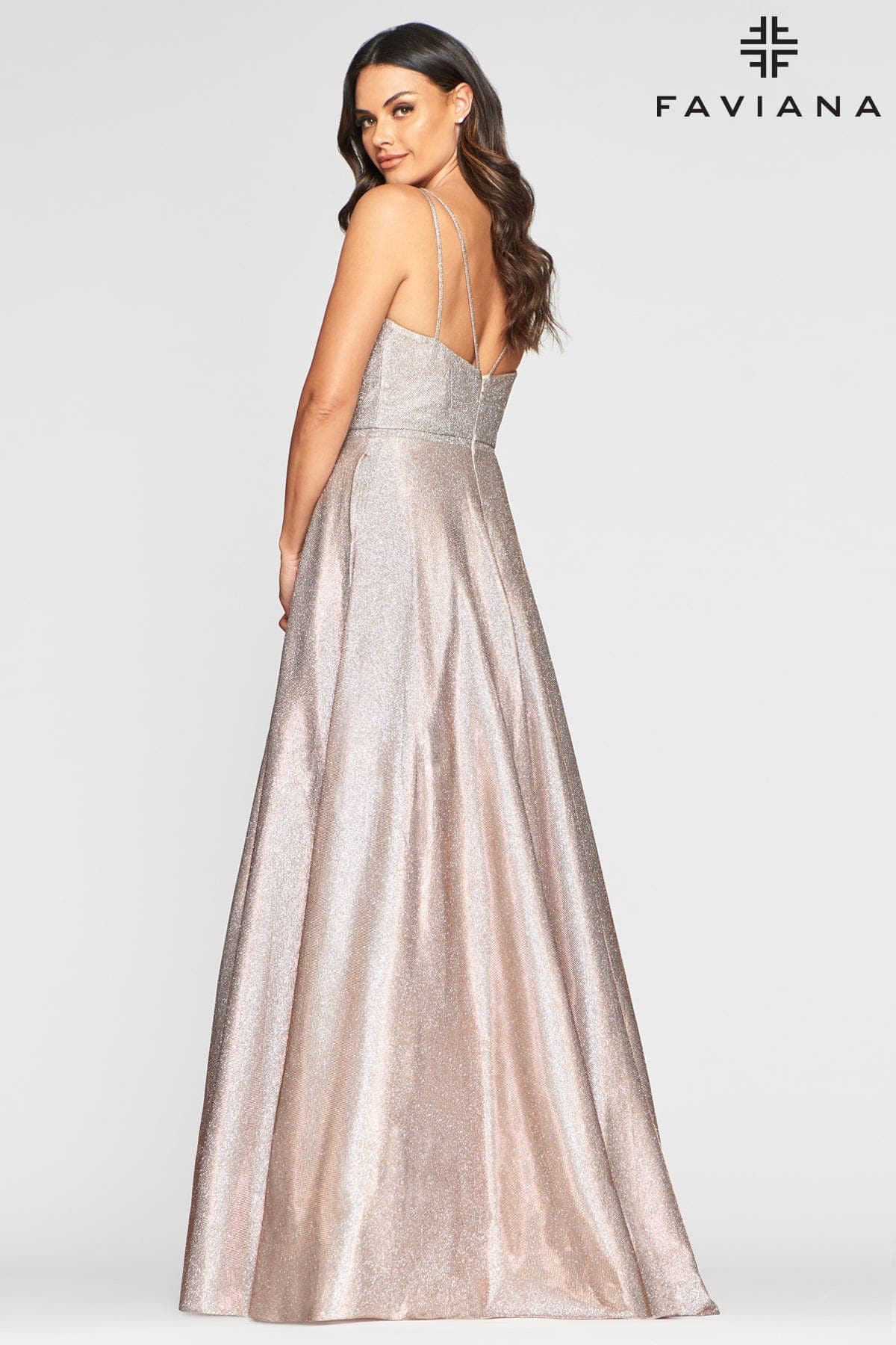 Long Jersey Dress With Metallic Fabric