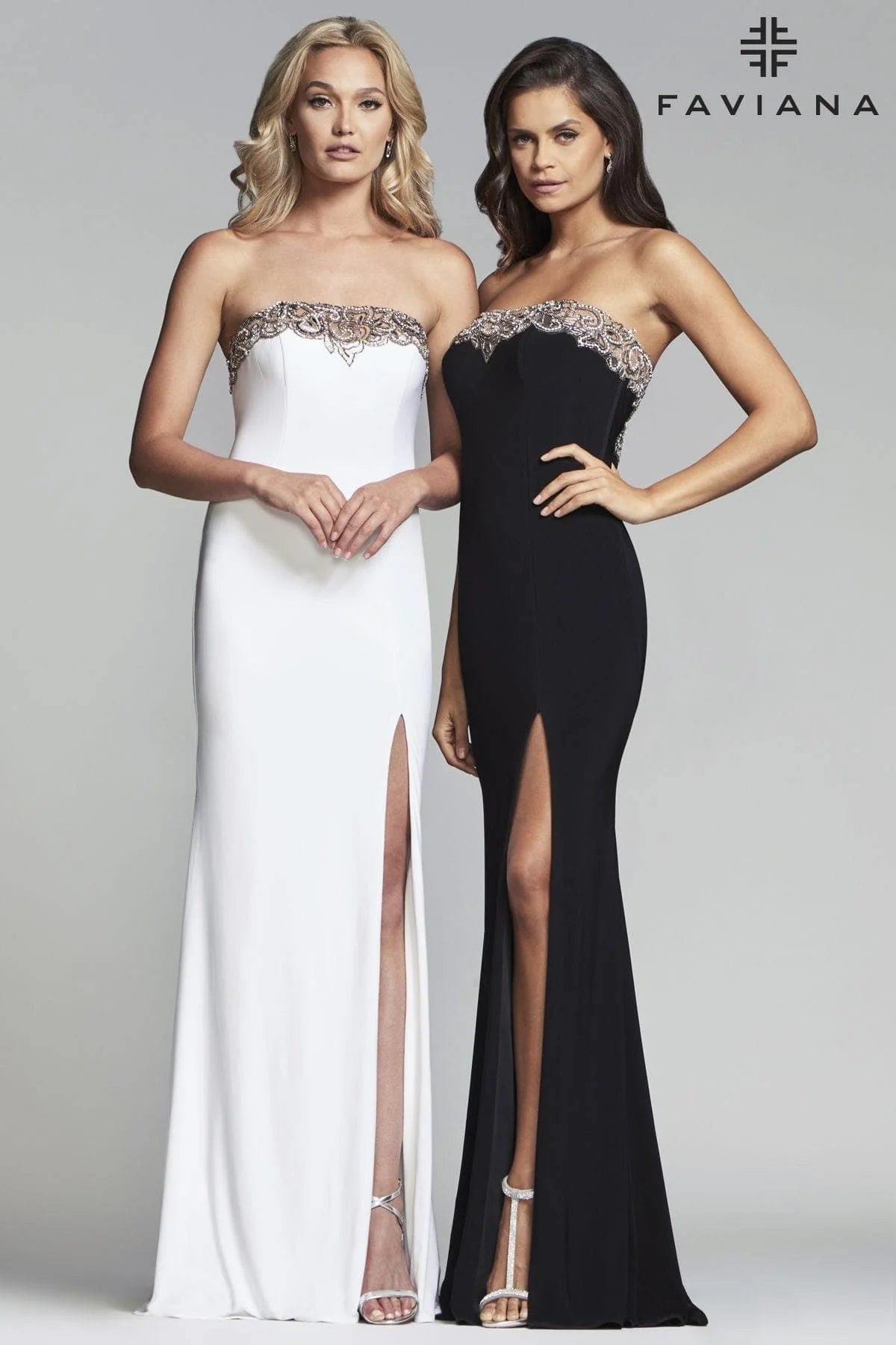 Long Jersey Dress Strapless With Neckline Embroidery