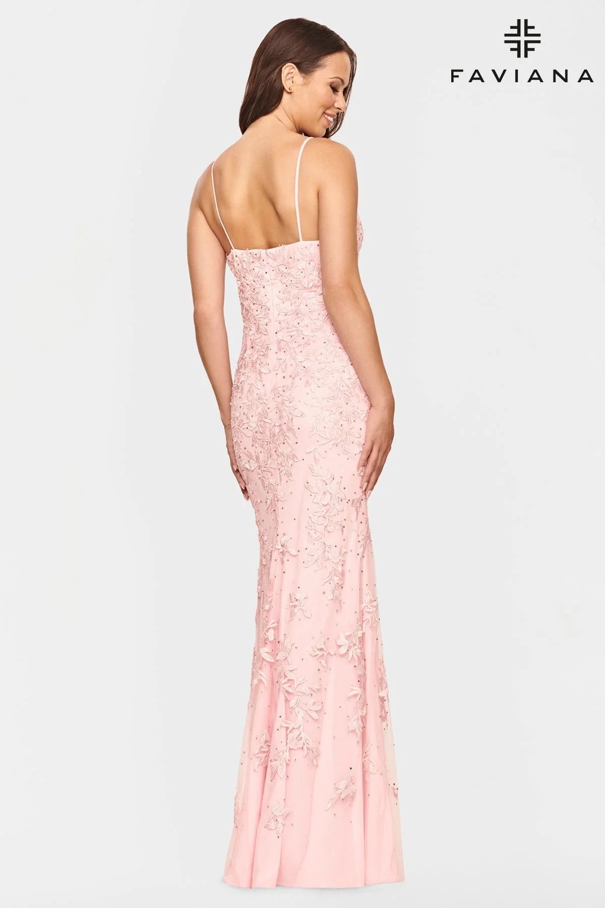 Lace V Neck Long Dress Featuring Subtle Beading