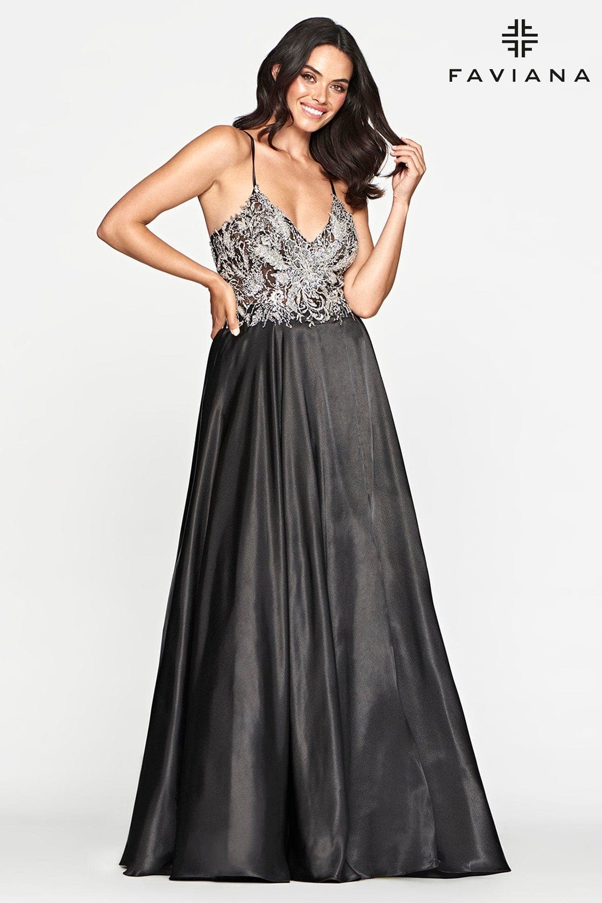 Silky Charmeuse Flowy V Neckline Prom Dress