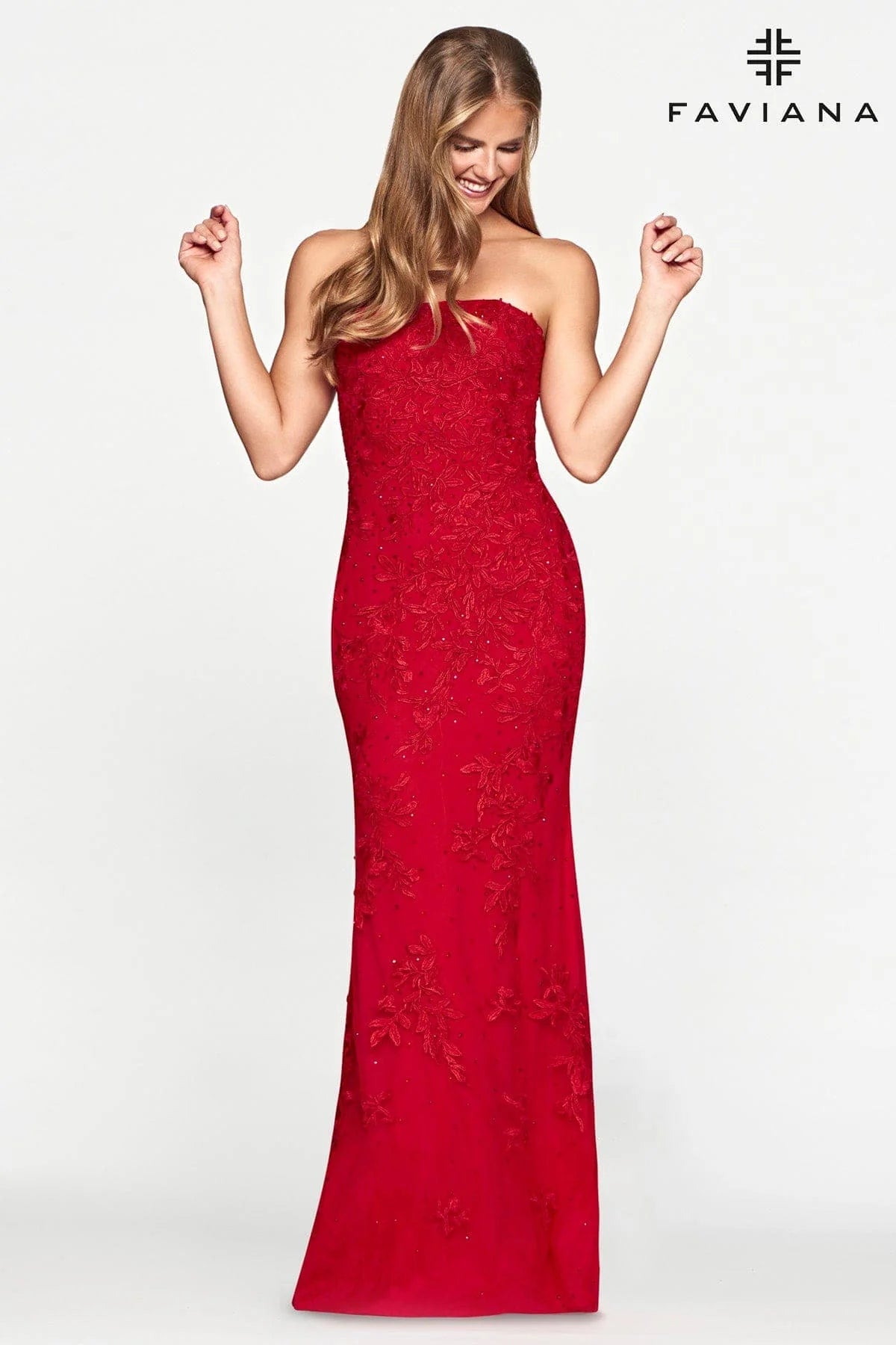 Straight Neckline Dress Strapless With Lace Fabric