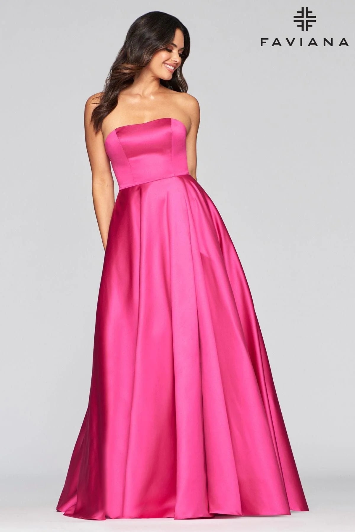 Ball Gown Dress With Straight Neckline And Lace Up Back