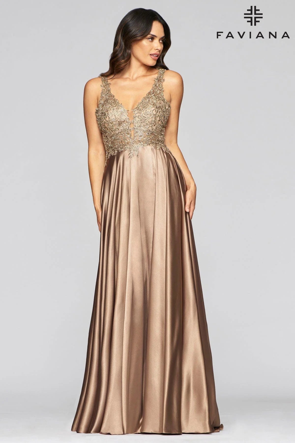 Deep V Neck Prom Dress With Flowy Skirt