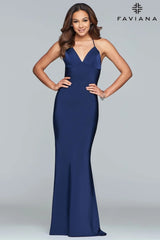 V Neck Prom Dress With Criss Cross Back Straps