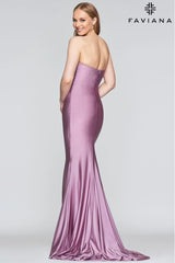 Strapless Tight Long Evening Dress With Ruched Side