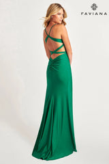 Strappy Back Detail Formal Dress With Scoop Neck And Ruching | 11045