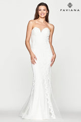 Strapless Sweetheart Neckline Lace Long Dress