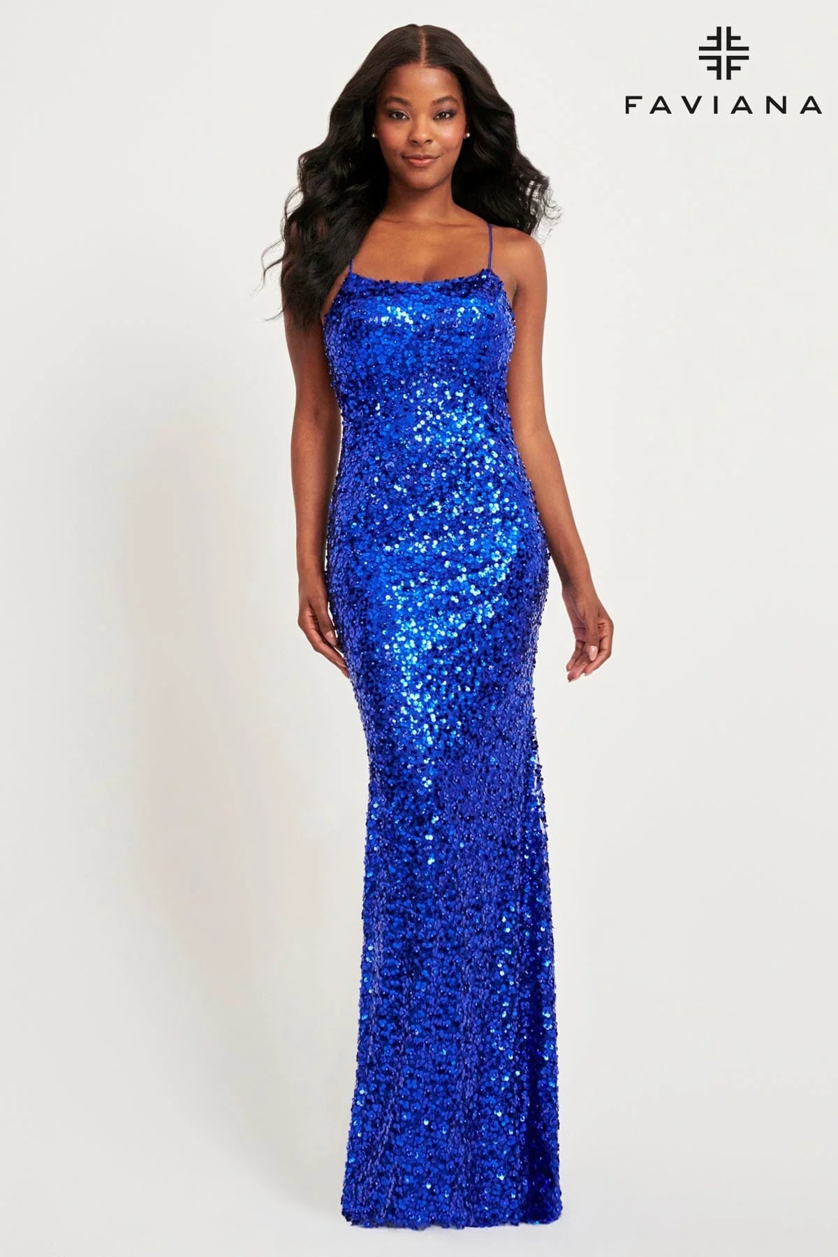 Royal Flower Sequin Fabric Scoop Neck Long Dress | 11033