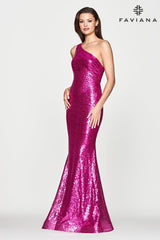 One Shoulder Sequin Dress With Side Ruching