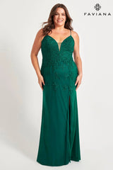 Forest Green Plus Size Tulle Prom Dress Long With Lace | 9539