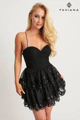 Tulle Dress With Flowy Tiered Skirt And Beading | 11121 / 11121E