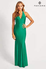 Tight Long V Neckline Dress With Halter Neck And Open Back