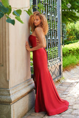 Strapless Sparkle Stretch Satin Gown With Lace-Up Back | 11211