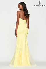 Strapless Sweetheart Neckline Lace Long Dress